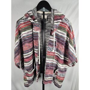 Billabong Baja Blanket Hoodie Poncho S/M Southwestern Oversized Festival Boho